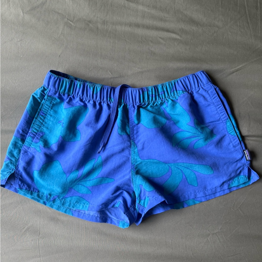 Patagonia Blue Leaf Print Women's Athletic Shorts